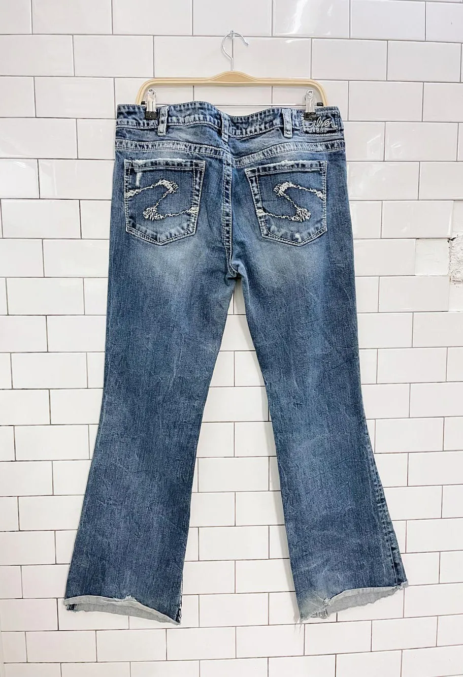 y2k silver low rise aiko bootcut jeans sold by Good Market Thrift Store product image thumbnail 4