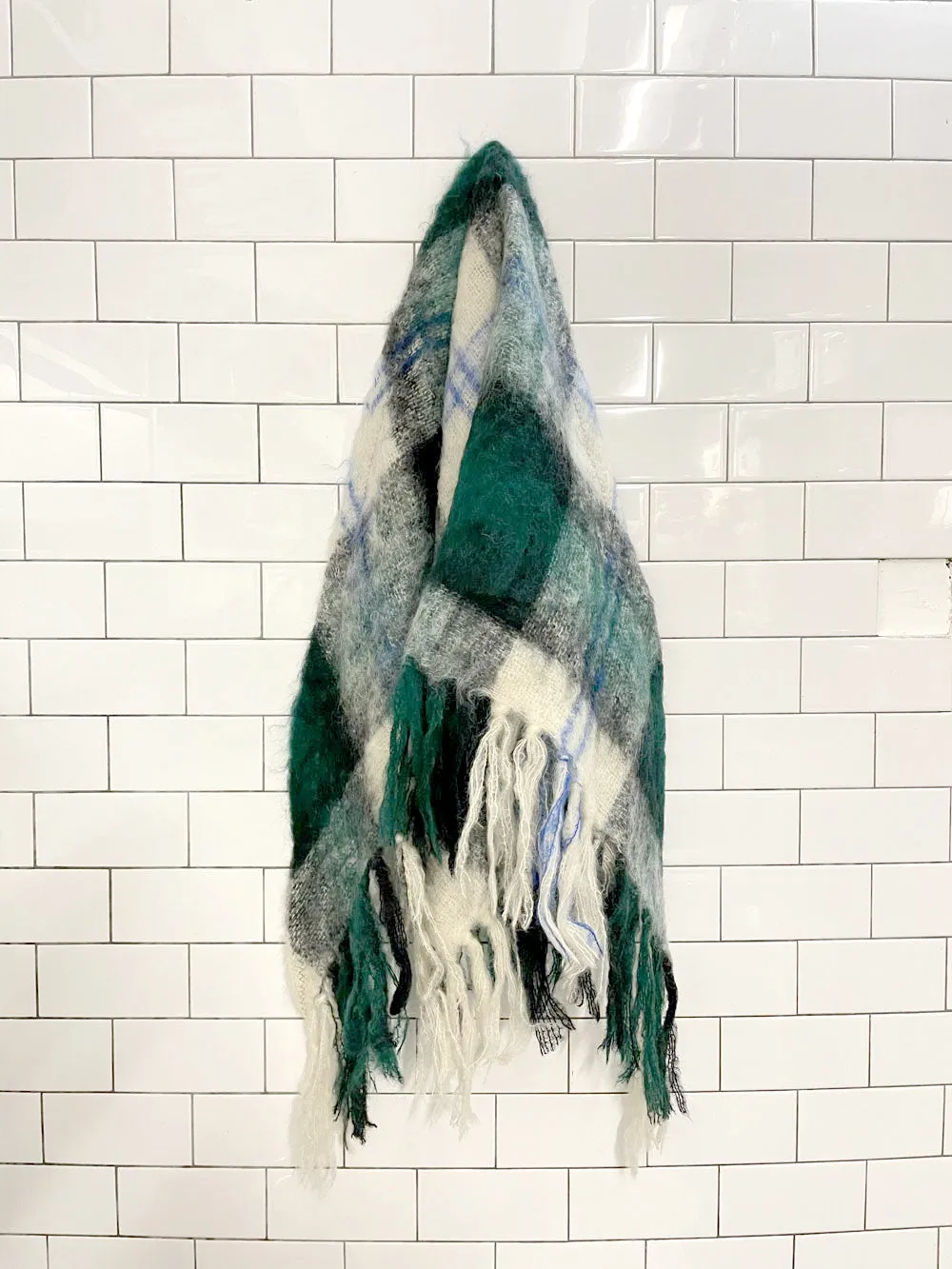vintage mohair tartan shawl scarf sold by Good Market Thrift Store