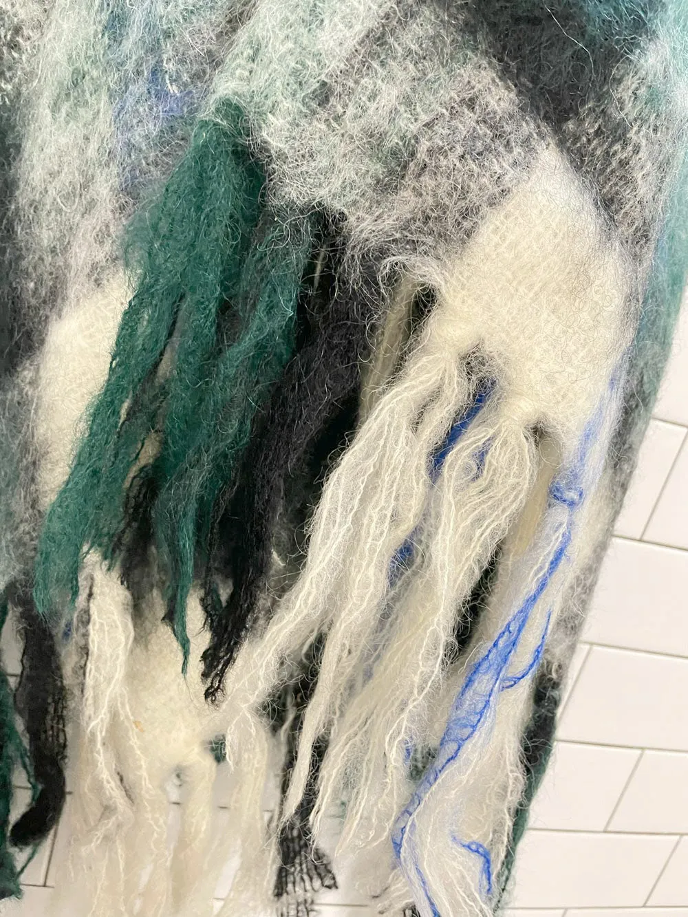 vintage mohair tartan shawl scarf sold by Good Market Thrift Store product image thumbnail 2