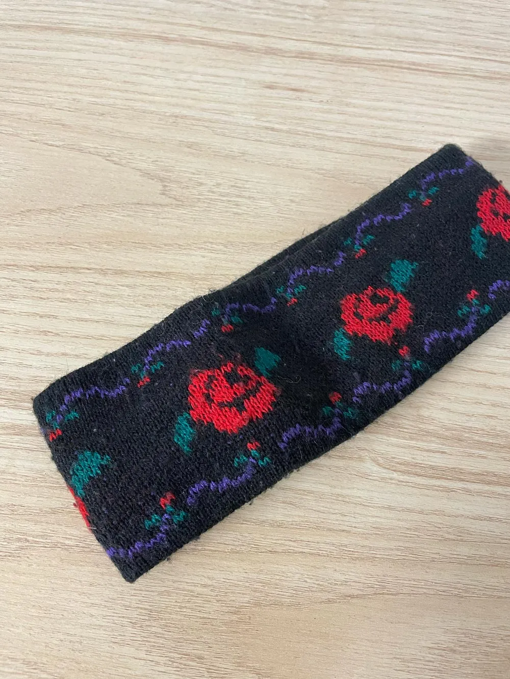 vintage 90s rose knit headband sold by Good Market Thrift Store
