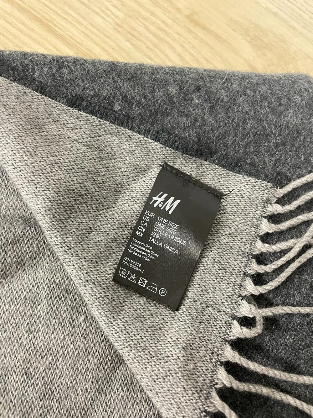 h&m cozy grey xl fringe scarf sold by Good Market Thrift Store product image thumbnail 2