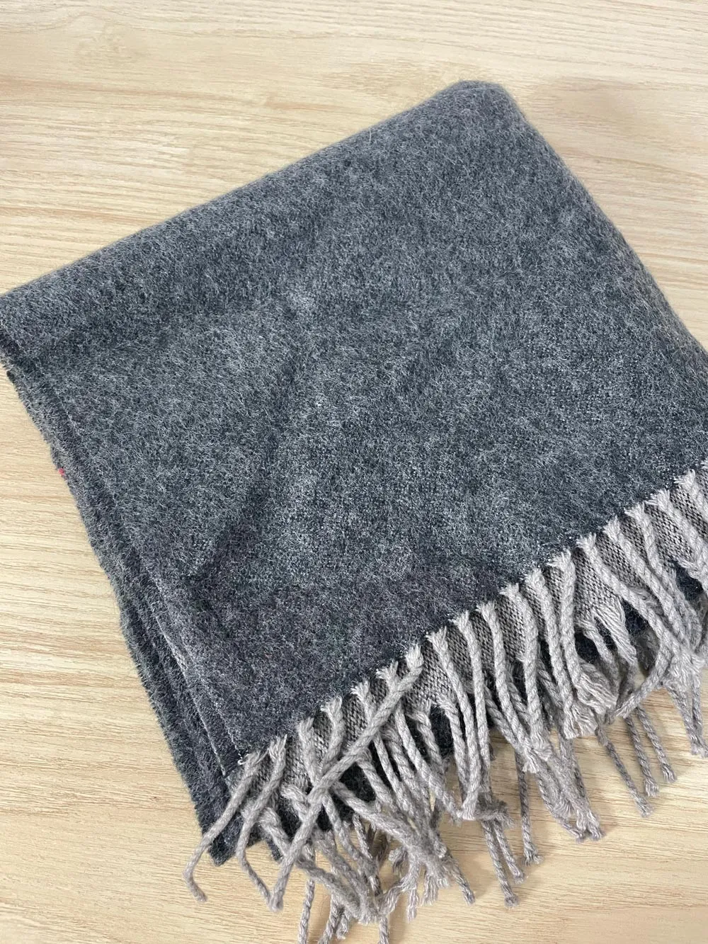 h&m cozy grey xl fringe scarf sold by Good Market Thrift Store