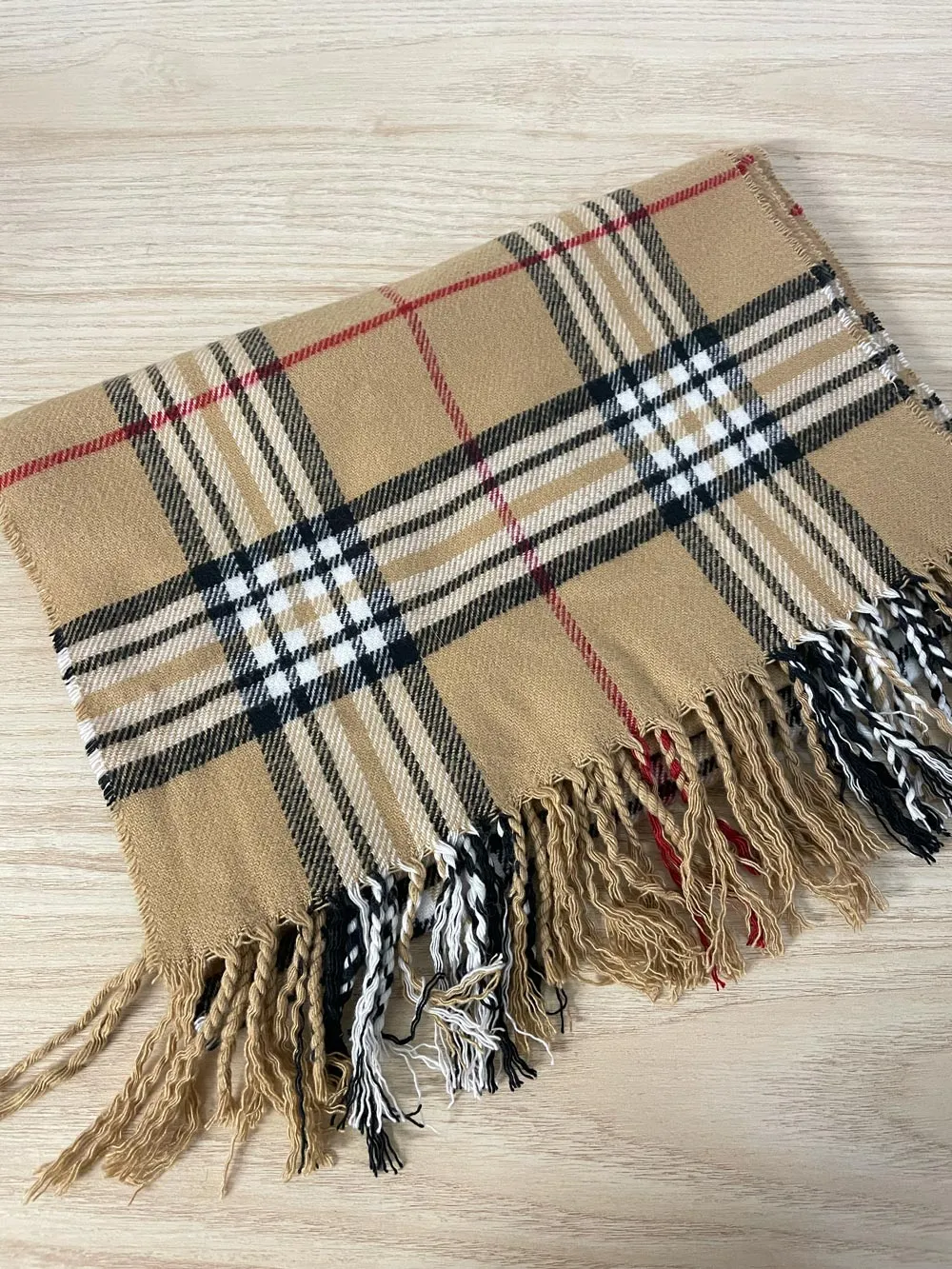 nova check plaid fringe scarf sold by Good Market Thrift Store