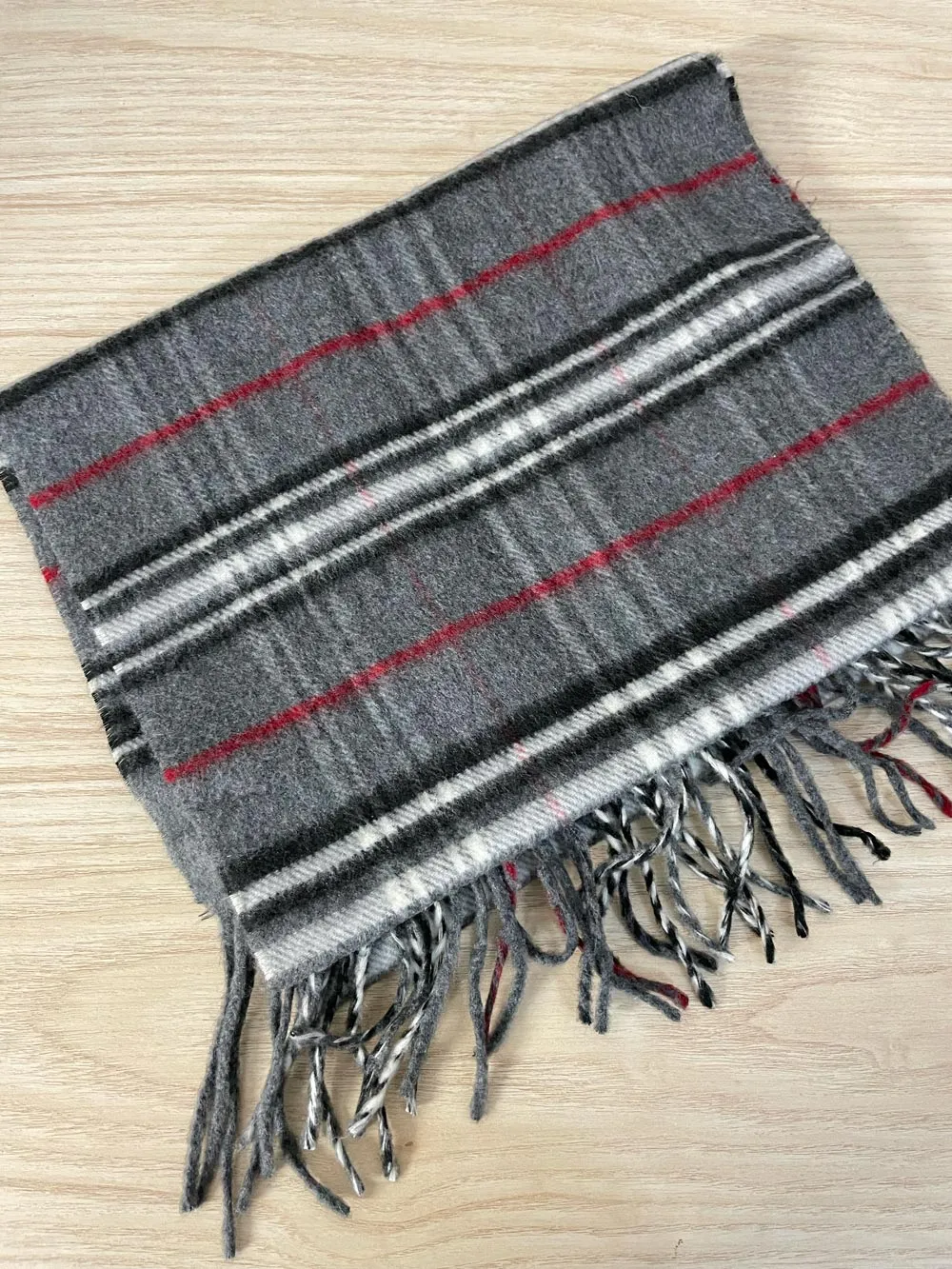 vintage cashmink grey tartan scarf sold by Good Market Thrift Store