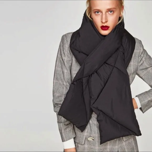 zara black puffer scarf sold by Good Market Thrift Store