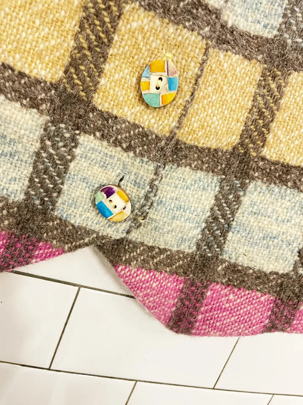 vintage hand-woven handmade plaid vest sold by Good Market Thrift Store product image thumbnail 2