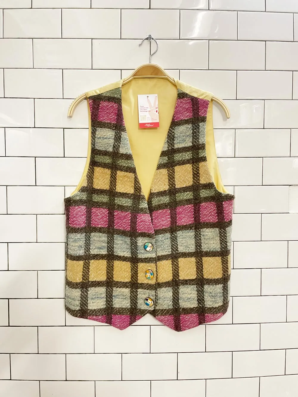 vintage hand-woven handmade plaid vest sold by Good Market Thrift Store