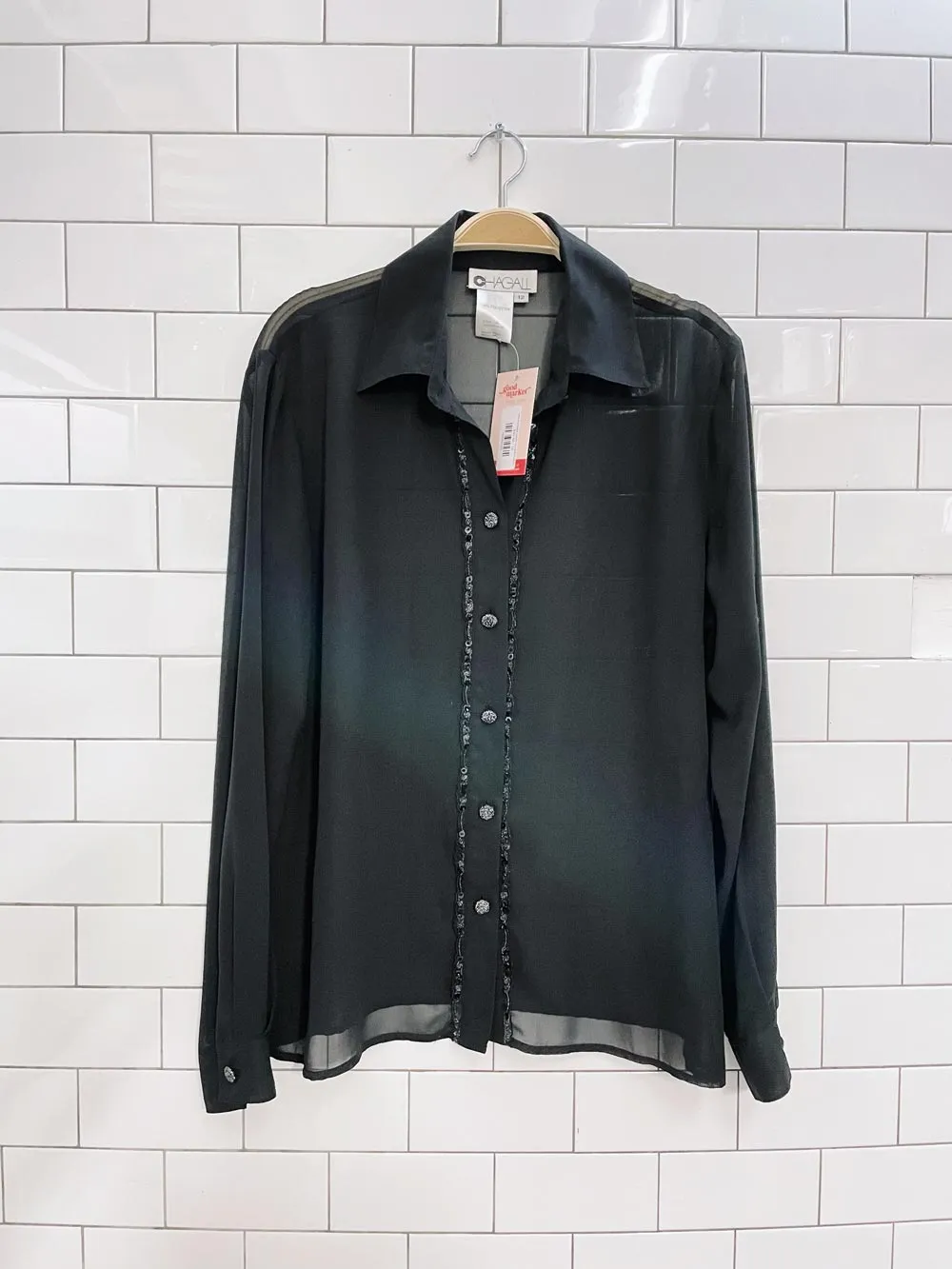 vintage chagall sequin trim chiffon blouse sold by Good Market Thrift Store