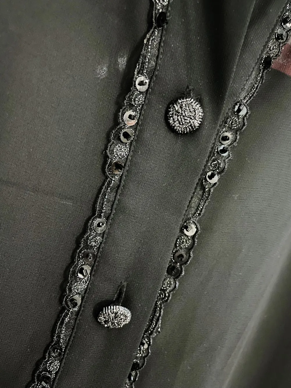 vintage chagall sequin trim chiffon blouse sold by Good Market Thrift Store product image thumbnail 2