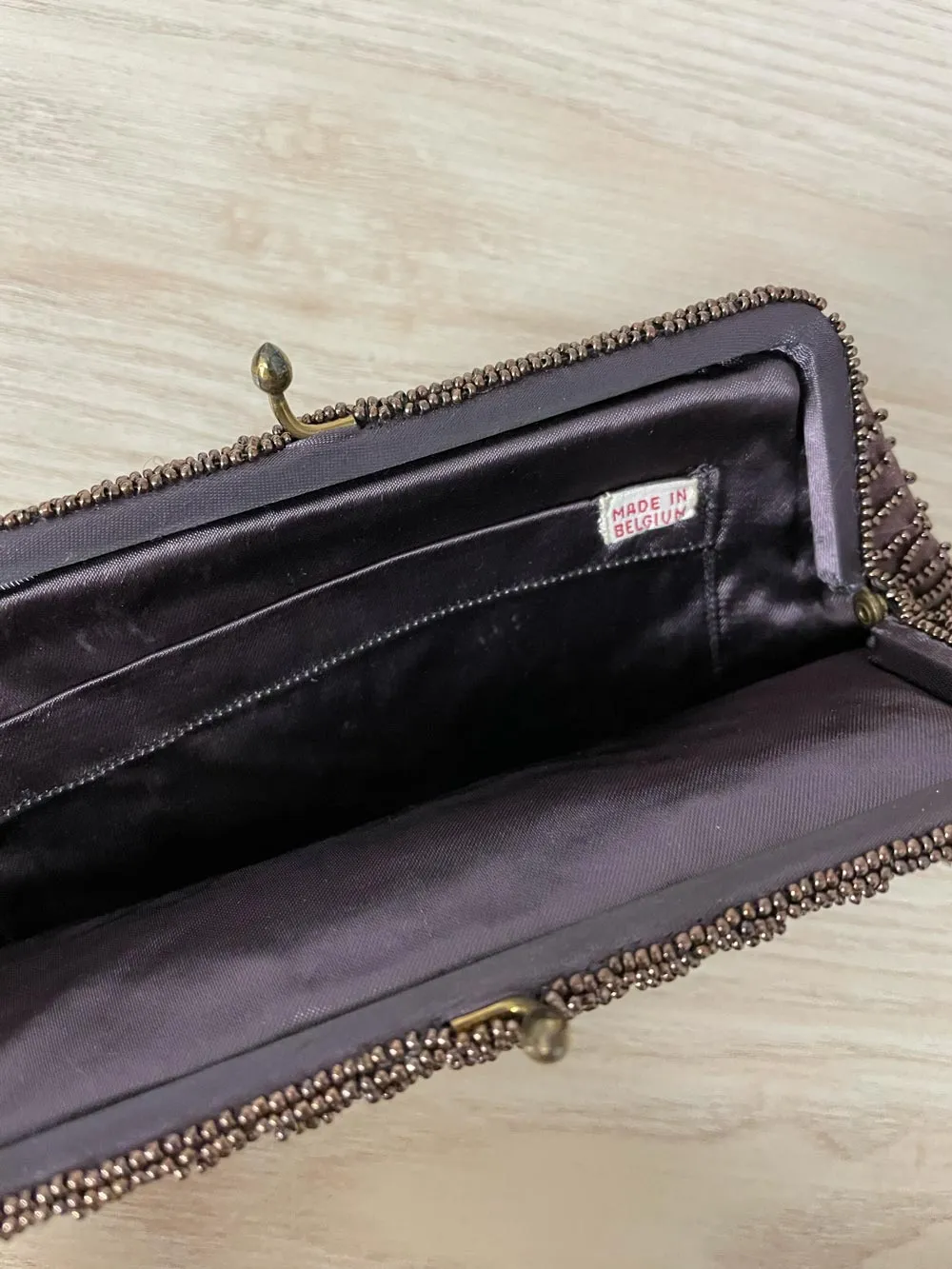 vintage handmade in belgium beaded clutch sold by Good Market Thrift Store product image thumbnail 3