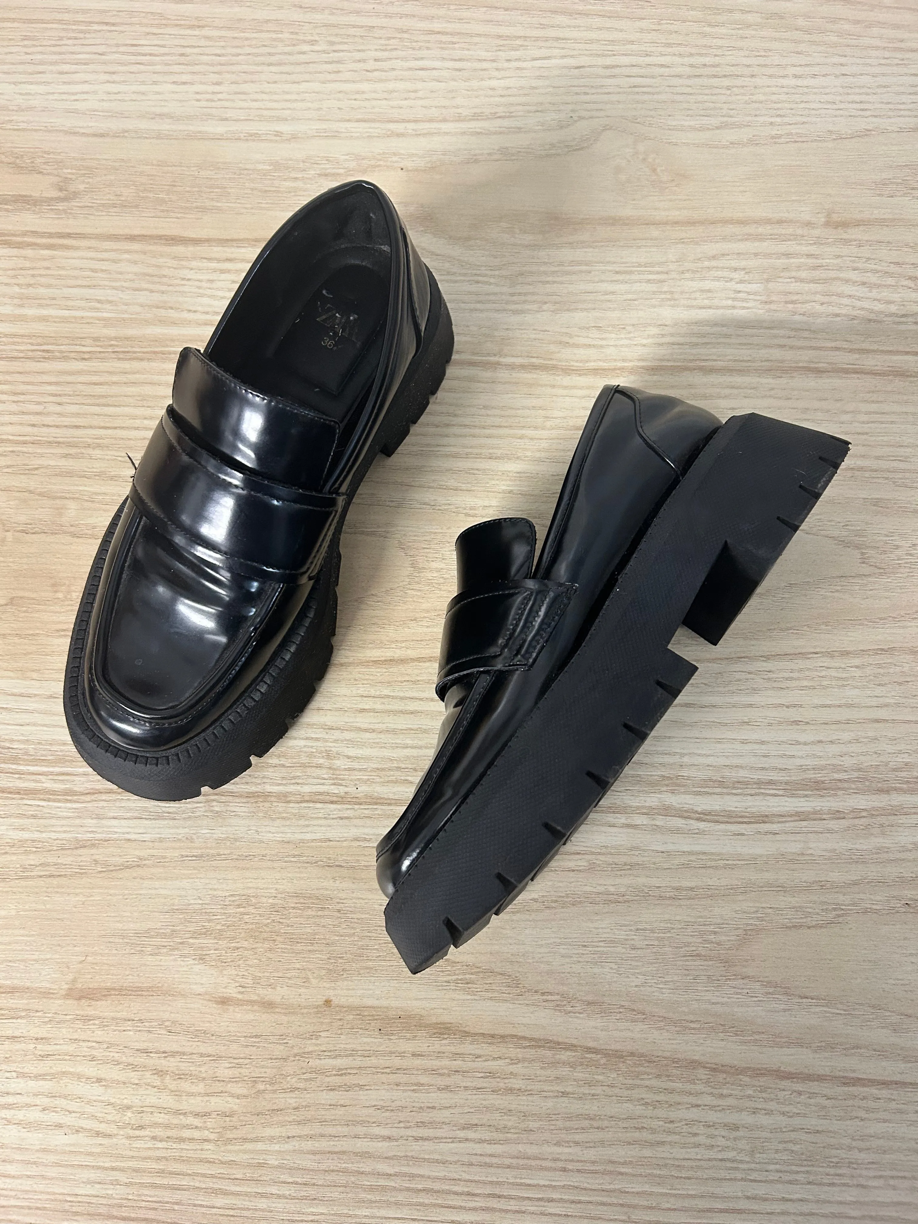 zara chunky platform penny loafers sold by Good Market Thrift Store