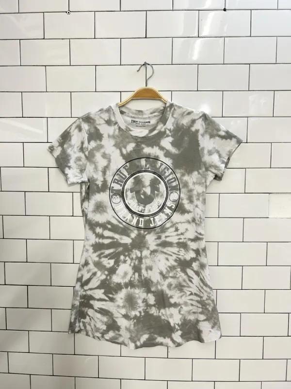 y2k true religion tie dye logo tee sold by Good Market Thrift Store
