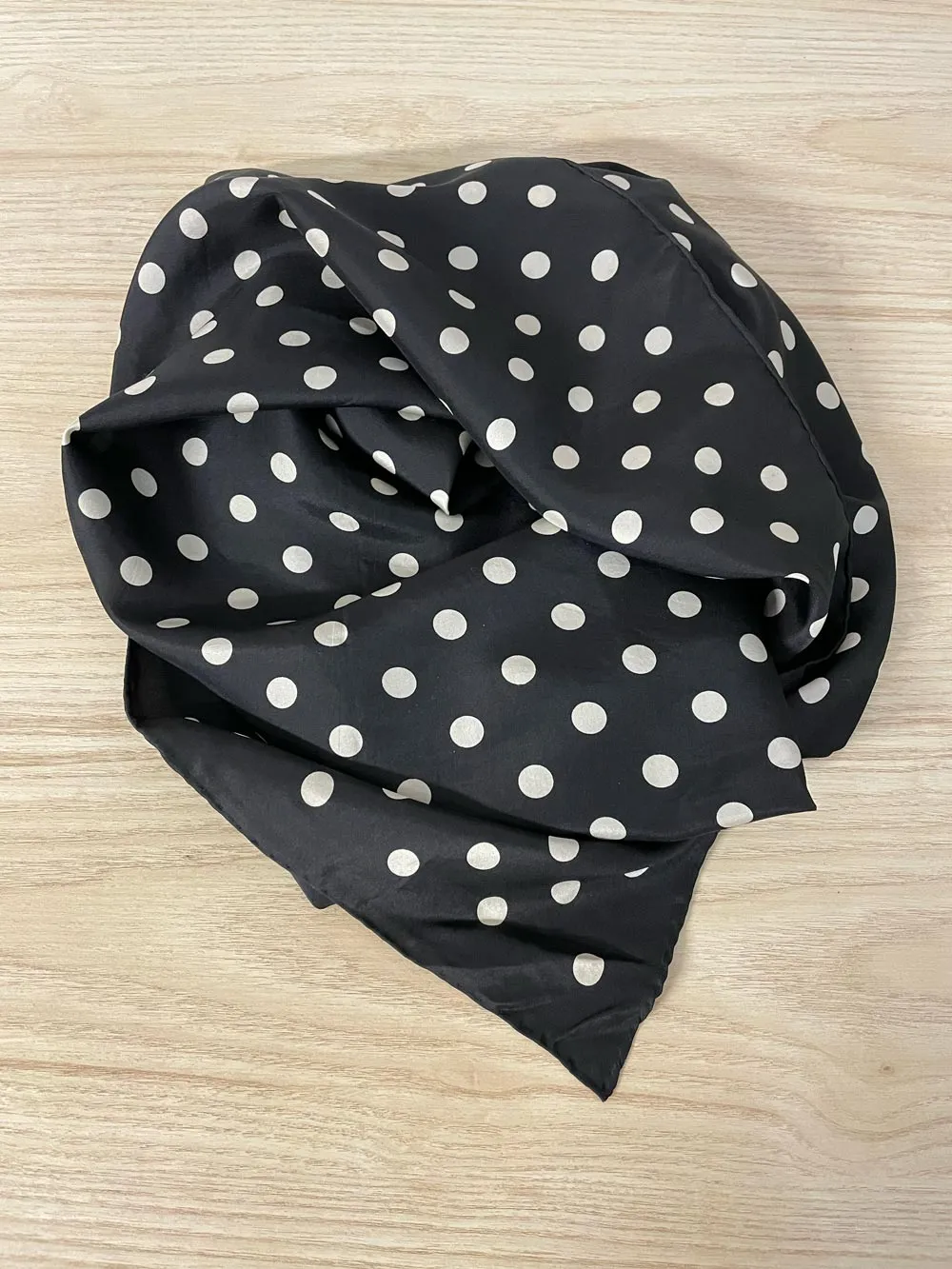 vintage 100% silk polka dot hand-rolled edge square scarf sold by Good Market Thrift Store