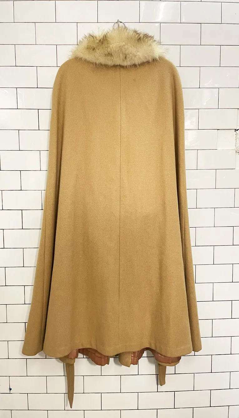 vintage 80s sears wool belted cape w detachable fox fur collar sold by Good Market Thrift Store product image thumbnail 5