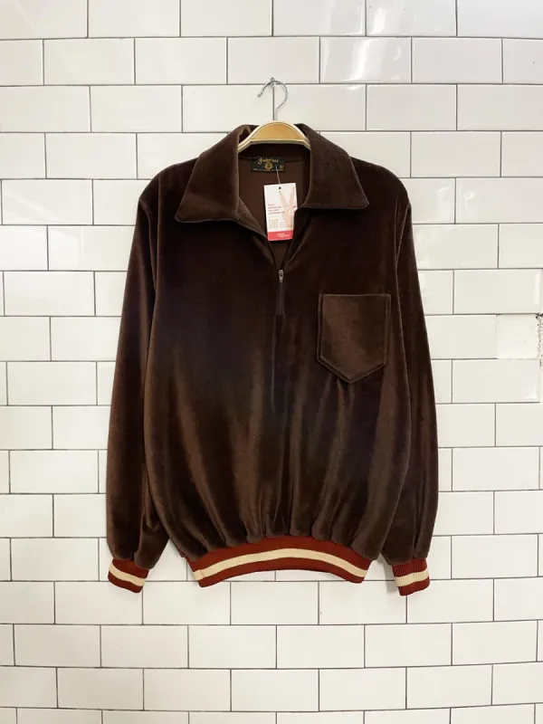 vintage 70s fabrini retro velour quarter zip sold by Good Market Thrift Store