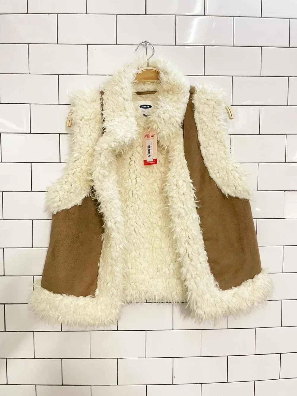 old navy faux mongolian sheepskin boho vest sold by Good Market Thrift Store