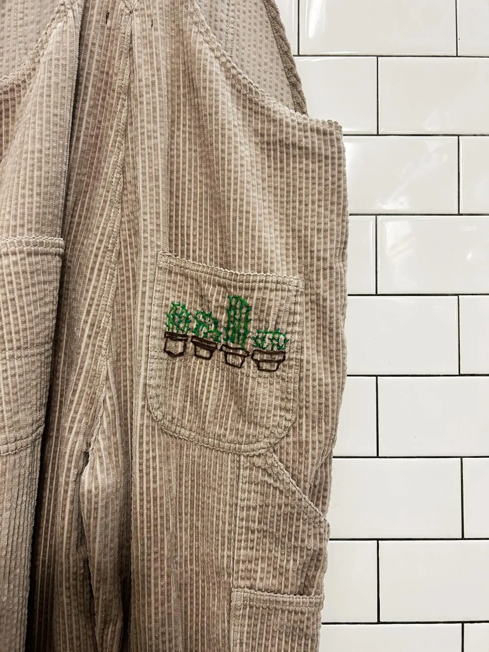 UO bdg custom embroidered corderoy overalls sold by Good Market Thrift Store product image thumbnail 5