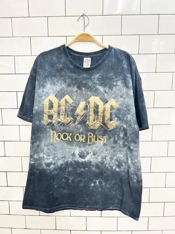 acdc rock or bust 2015 world tour tie dye tee sold by Good Market Thrift Store