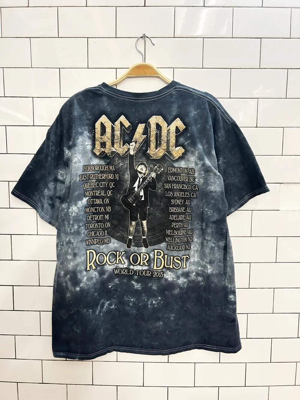 acdc rock or bust 2015 world tour tie dye tee sold by Good Market Thrift Store product image thumbnail 4