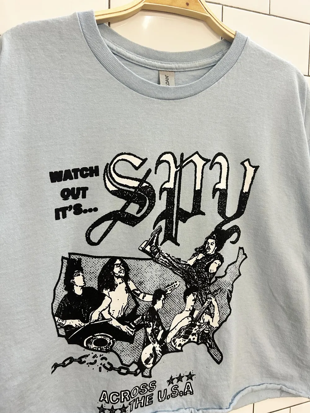 spy hardcore punk band cropped tee sold by Good Market Thrift Store product image thumbnail 2