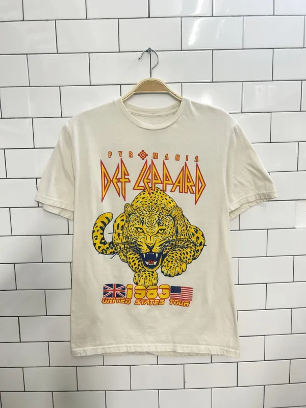 def leppard pyromania 1983 tour reproduction tee sold by Good Market Thrift Store