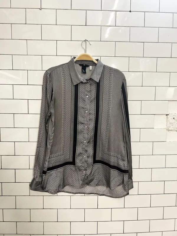 h&m satin scarf print blouse sold by Good Market Thrift Store
