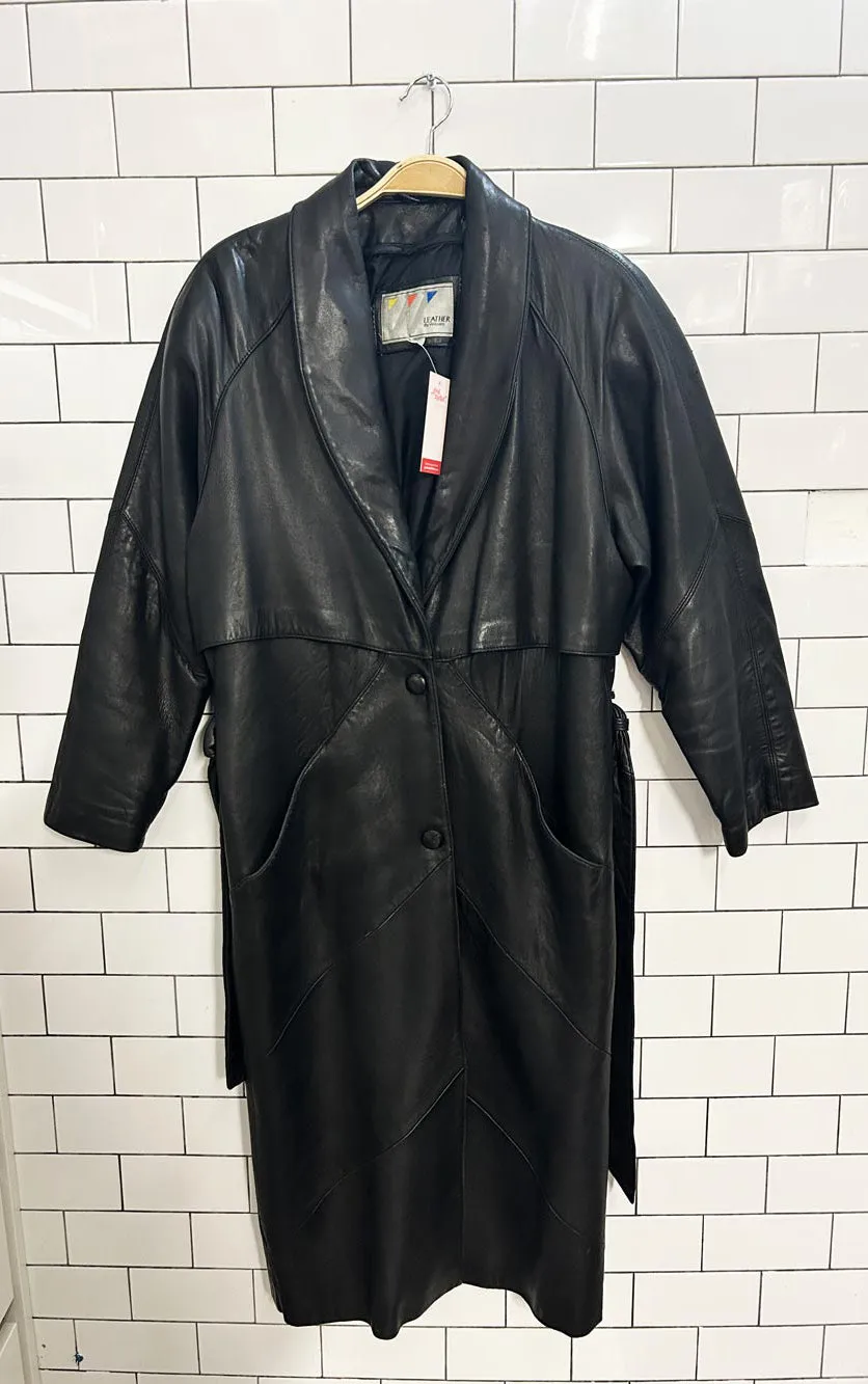 vintage 90s wilsons leather trench coat sold by Good Market Thrift Store product image thumbnail 2