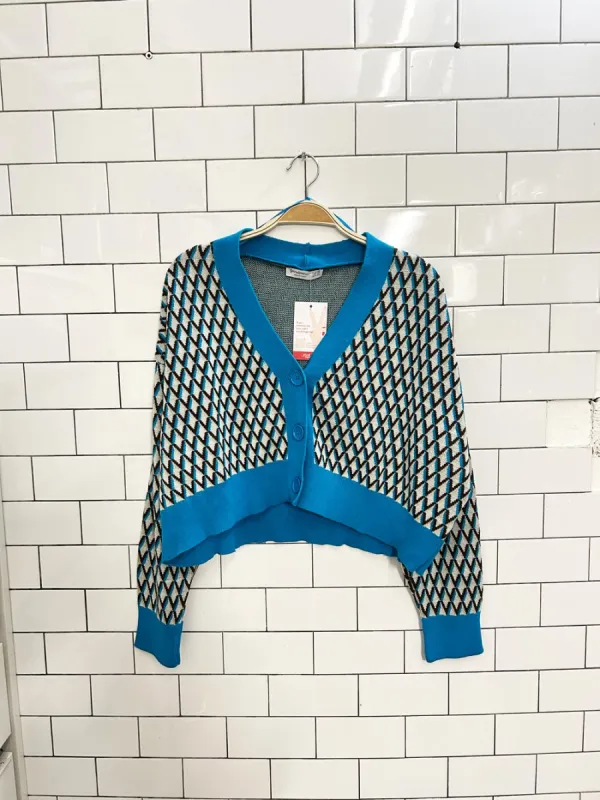 stradivarious diamond knit cardigan sold by Good Market Thrift Store