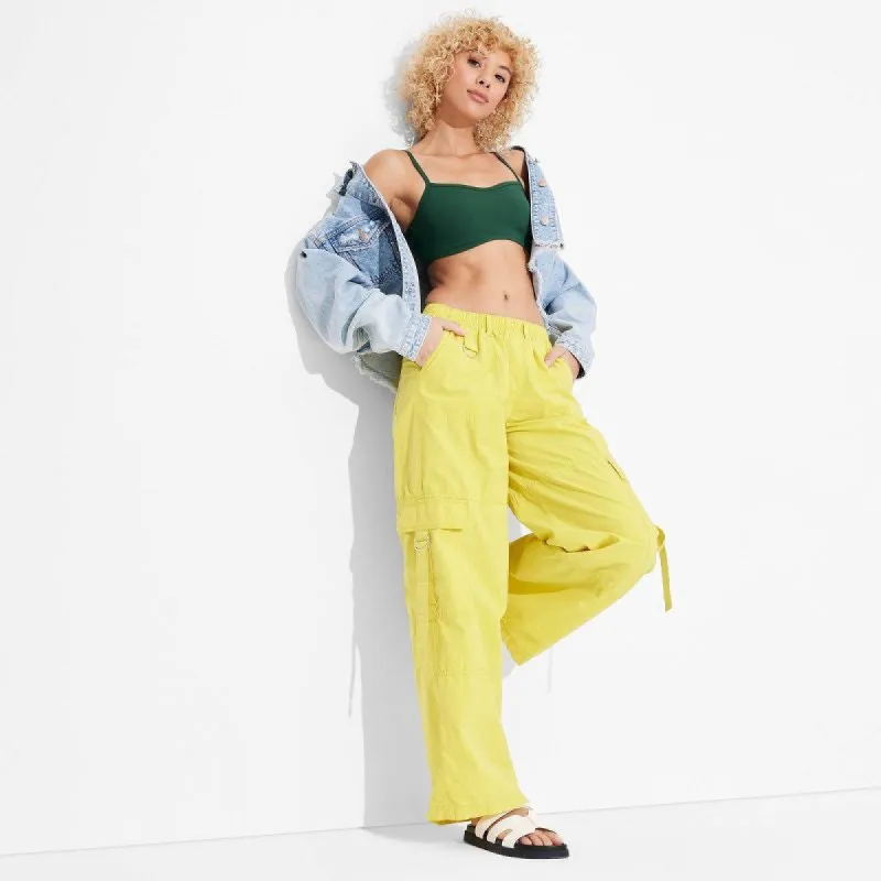 wild fable yellow wide leg cargo pants sold by Good Market Thrift Store
