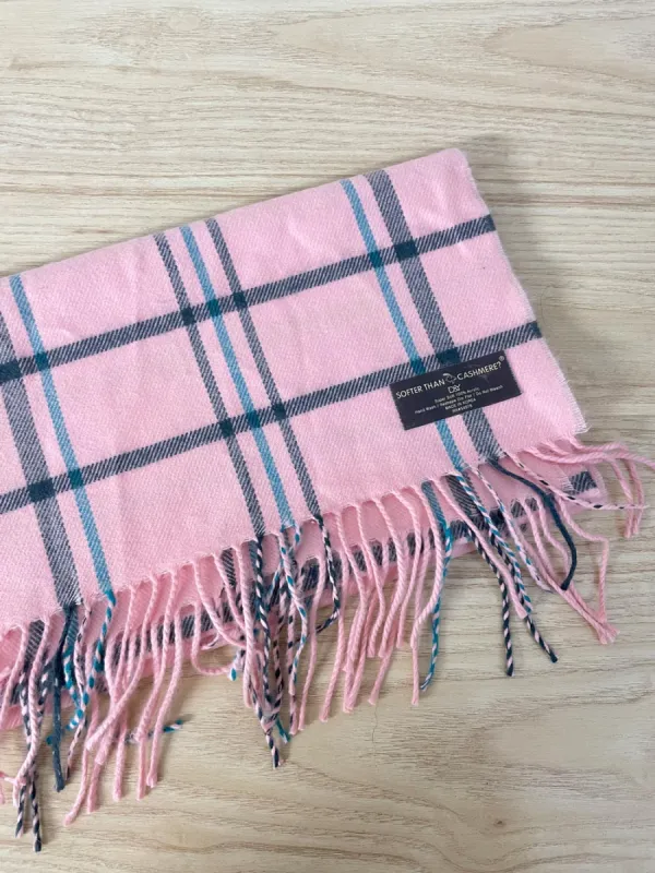 softer than cashmere pink plaid scarf sold by Good Market Thrift Store