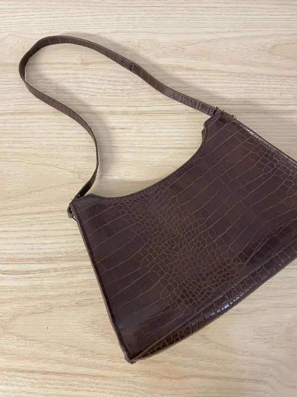 y2k croc embossed shoulder bag sold by Good Market Thrift Store