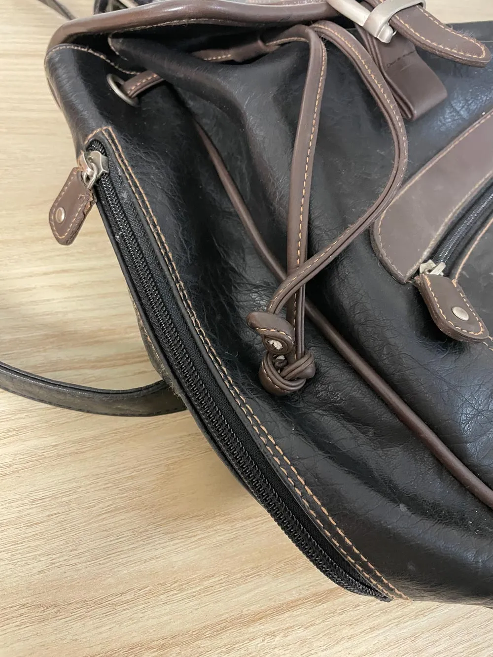 vintage 90s mouflon faux leather backpack sold by Good Market Thrift Store product image thumbnail 2