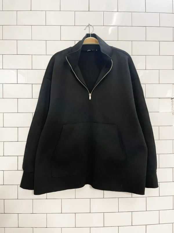 zara oversized 1/4 zip fleece sweatshirt sold by Good Market Thrift Store
