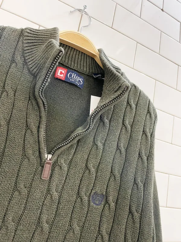 chaps RL cable knit 1/4 zip sweater sold by Good Market Thrift Store