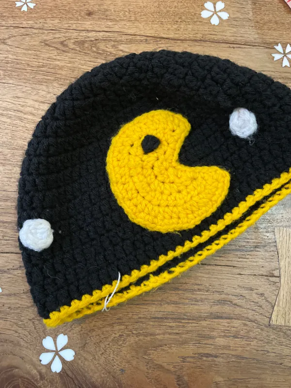 hand knit pacman beanie sold by Good Market Thrift Store