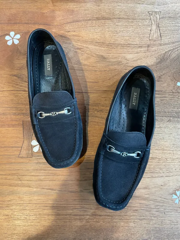 bally frascaro blue suede driving loafer sold by Good Market Thrift Store
