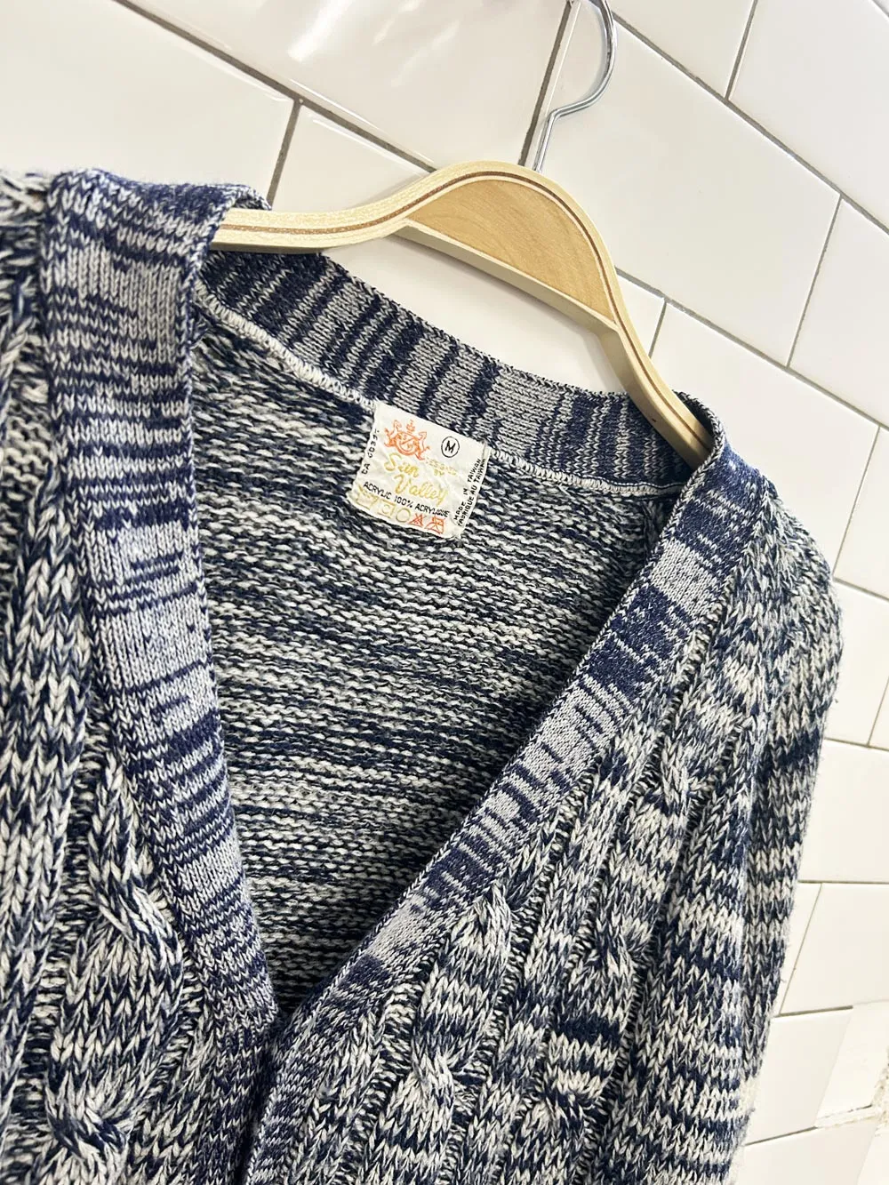 vintage 70s sun valley cable knit cardigan sold by Good Market Thrift Store product image thumbnail 2