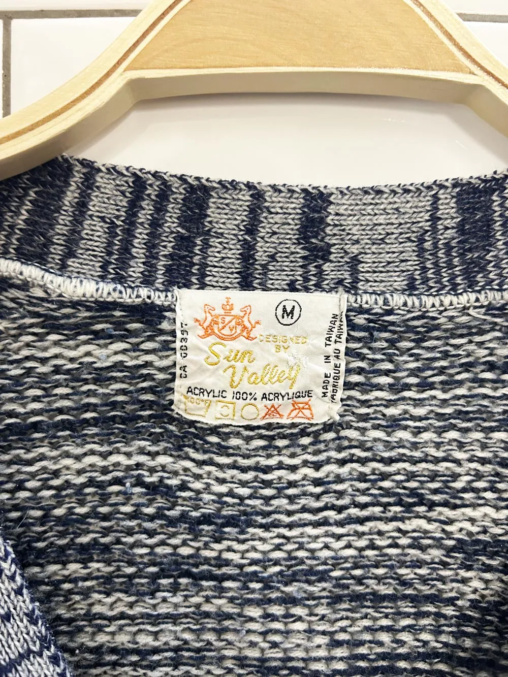 vintage 70s sun valley cable knit cardigan sold by Good Market Thrift Store product image thumbnail 3