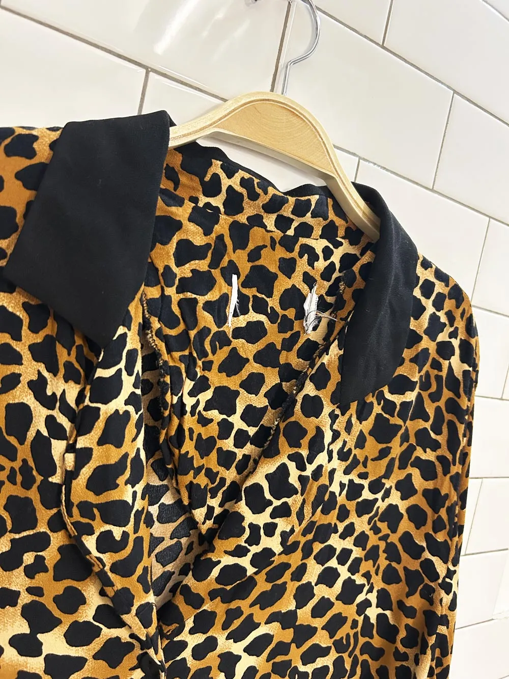 vintage 00s cheetah print blouse sold by Good Market Thrift Store product image thumbnail 2