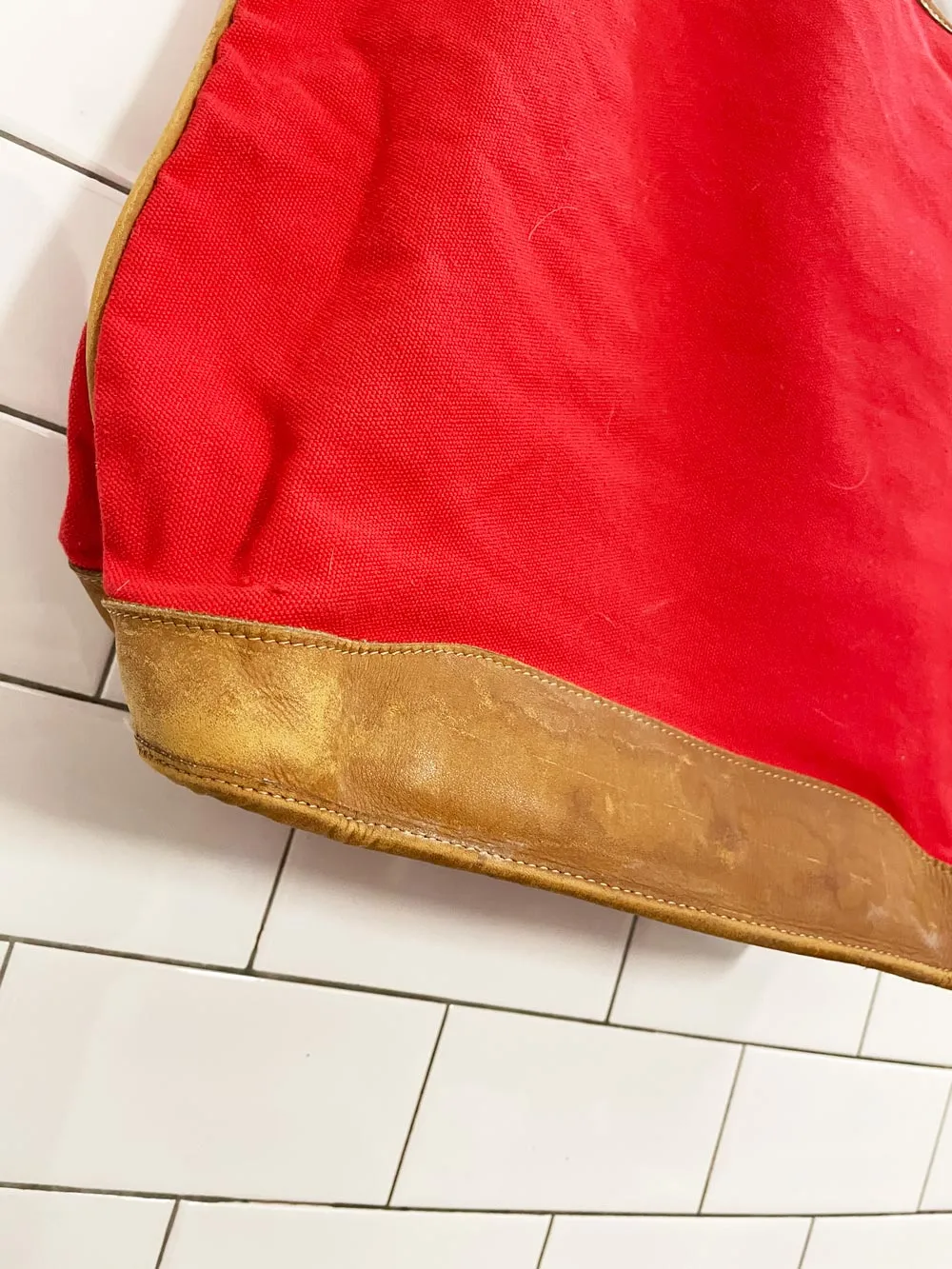 vintage red canvas leather trim tote bag sold by Good Market Thrift Store product image thumbnail 4