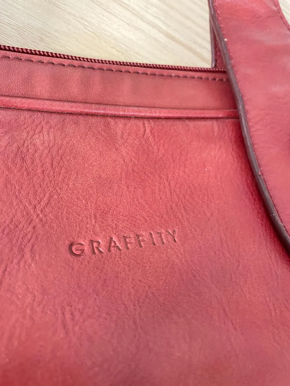 y2k graffity paris soft leather shoulder bag sold by Good Market Thrift Store product image thumbnail 3