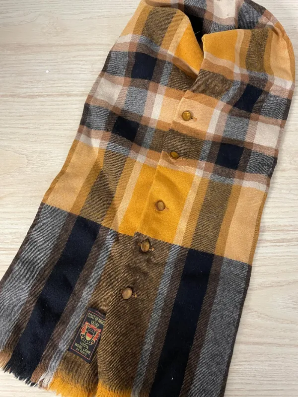 vintage coat of arms 100% wool tartan button scarf sold by Good Market Thrift Store