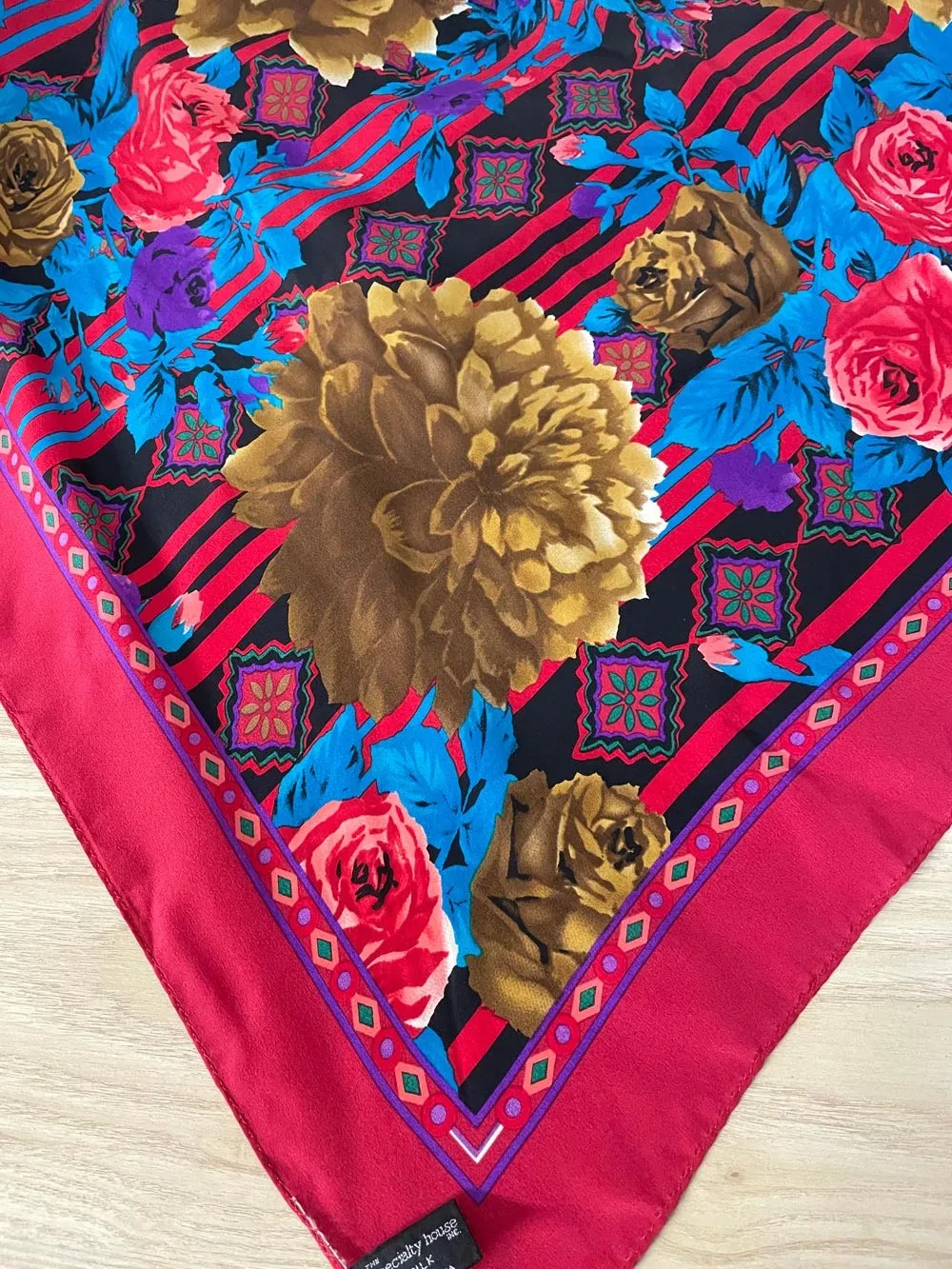 vintage 80s floral silk scarf sold by Good Market Thrift Store product image thumbnail 2