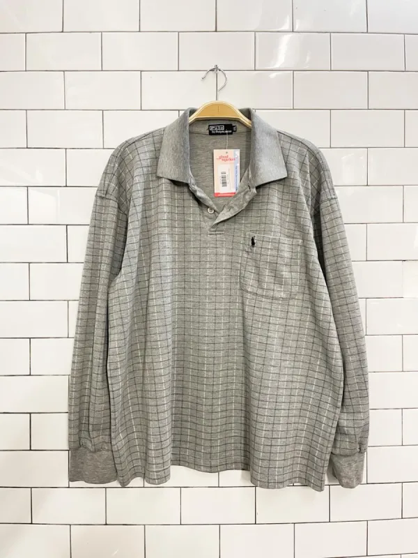 vintage 90s polo RL window pane check long sleeve polo shirt sold by Good Market Thrift Store