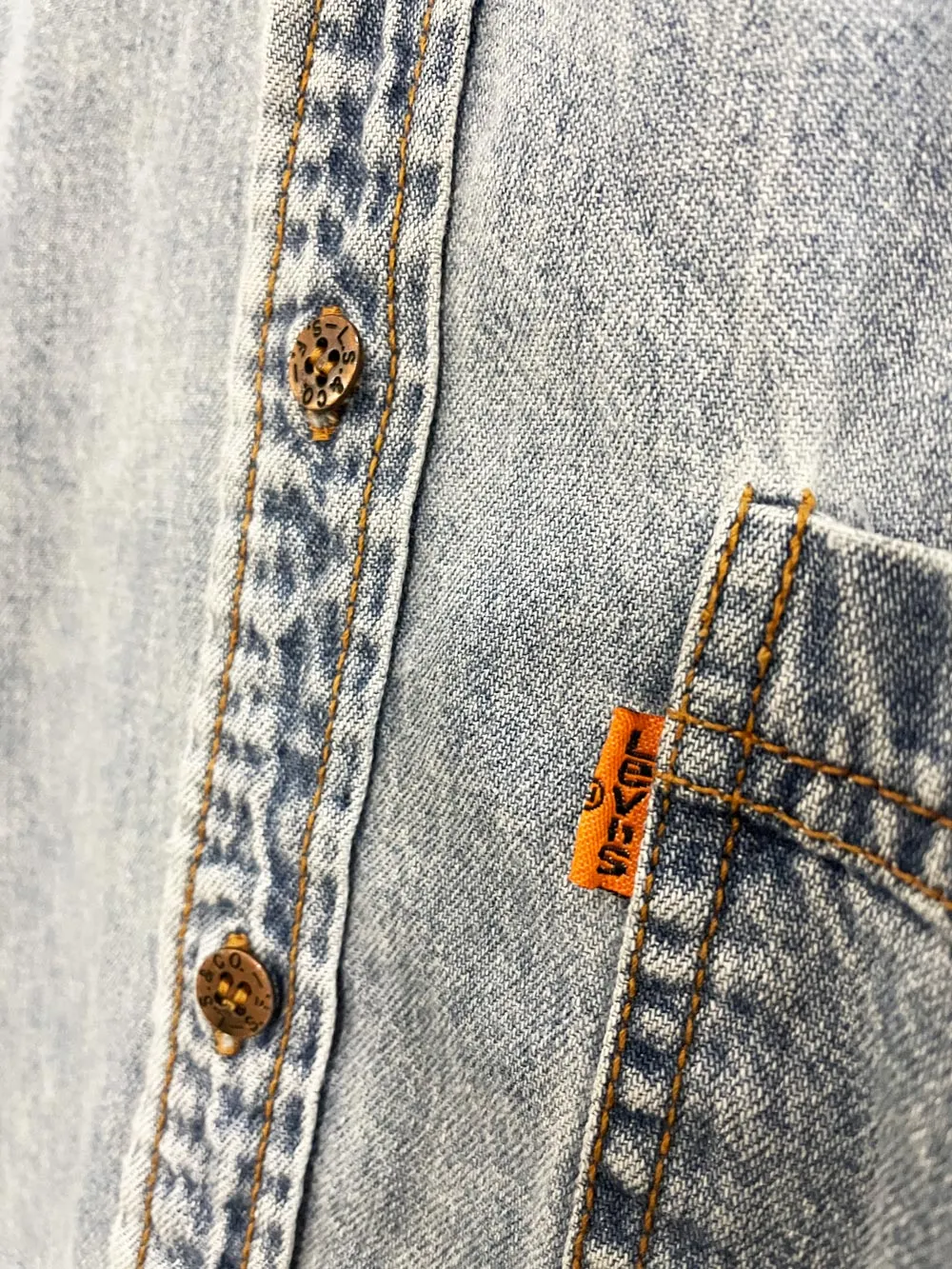 vintage levi's orange tab denim shirt sold by Good Market Thrift Store product image thumbnail 2