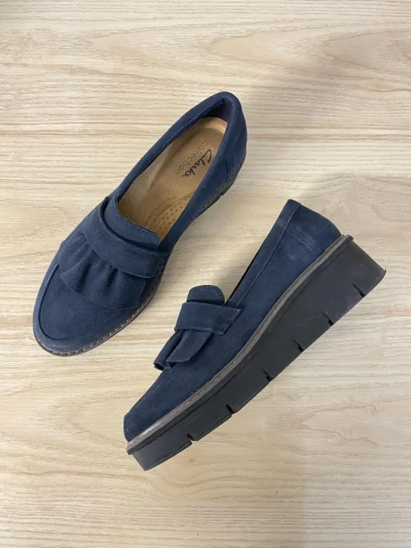 clarks ruffle suede platform loafer sold by Good Market Thrift Store