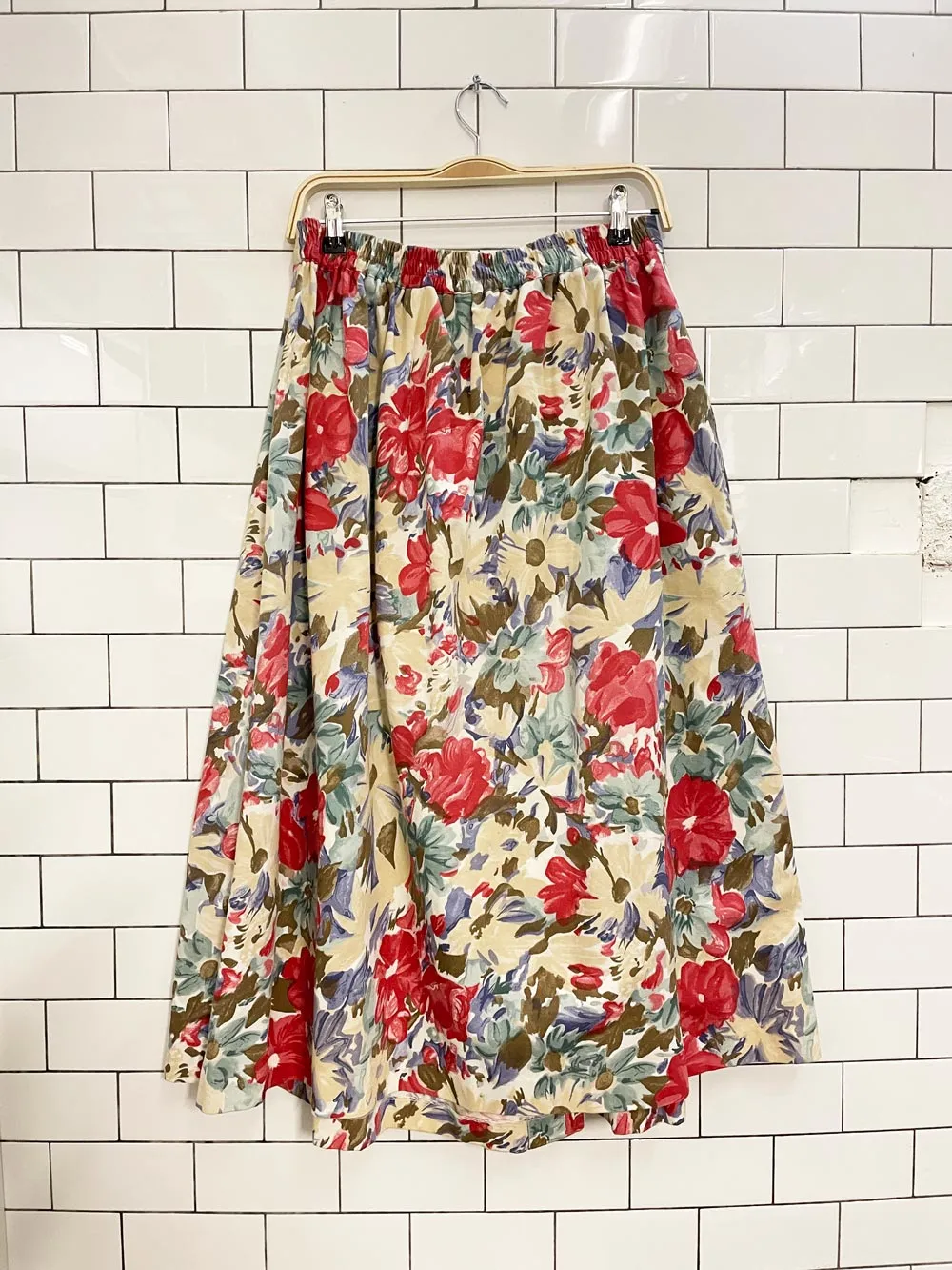 vintage 90s principles floral button midi skirt sold by Good Market Thrift Store product image thumbnail 3