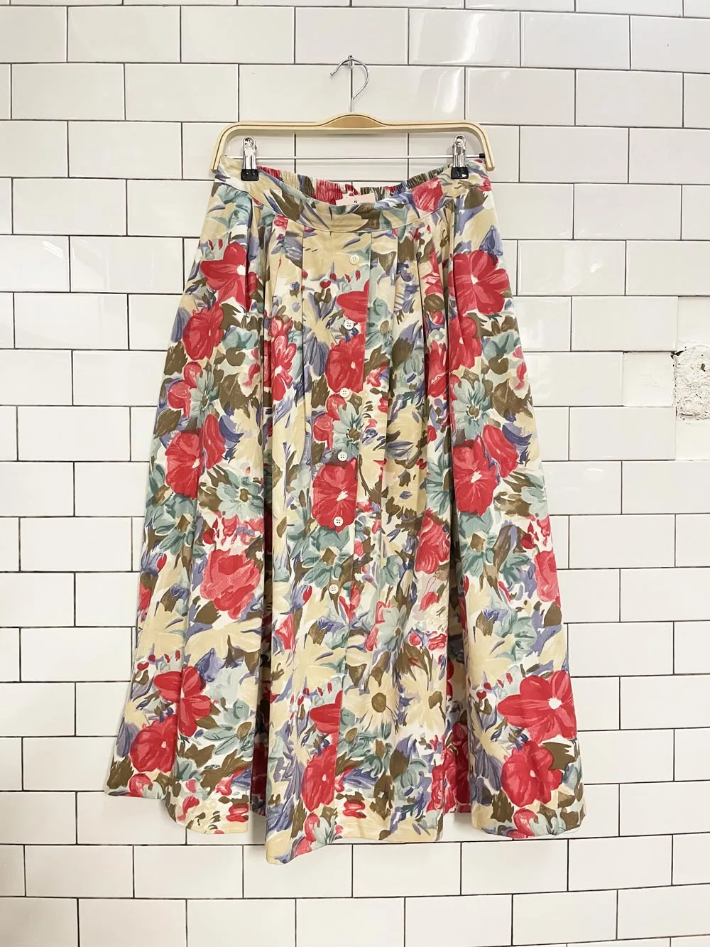 vintage 90s principles floral button midi skirt sold by Good Market Thrift Store