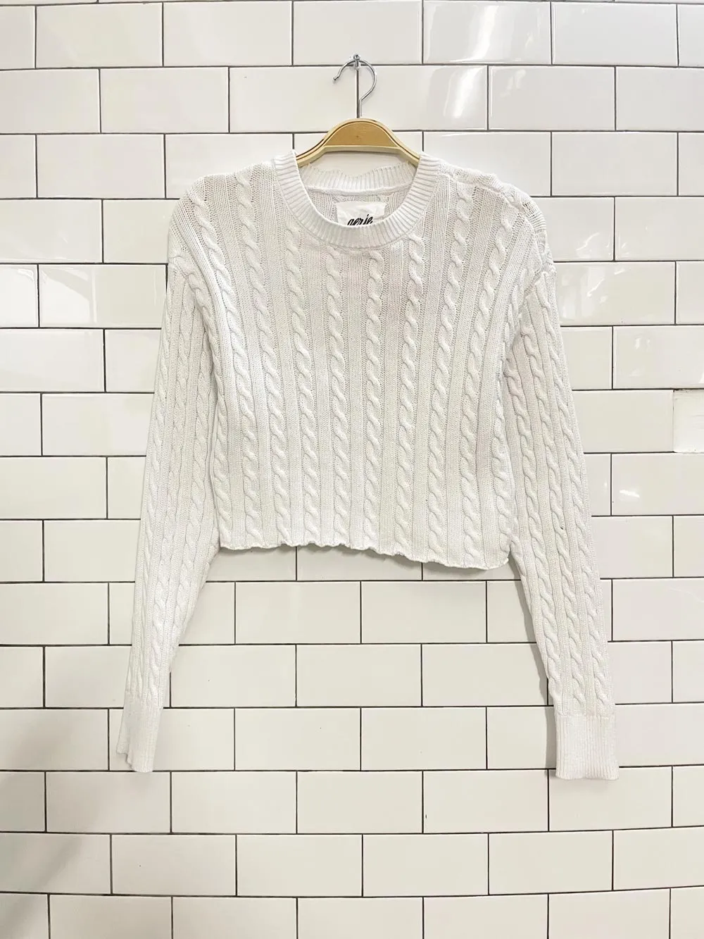 aerie cable knit cropped sweater sold by Good Market Thrift Store