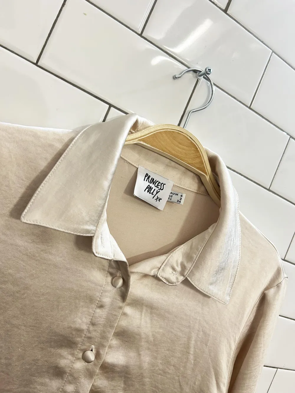 princess polly vintage vibes satin blouse sold by Good Market Thrift Store product image thumbnail 2